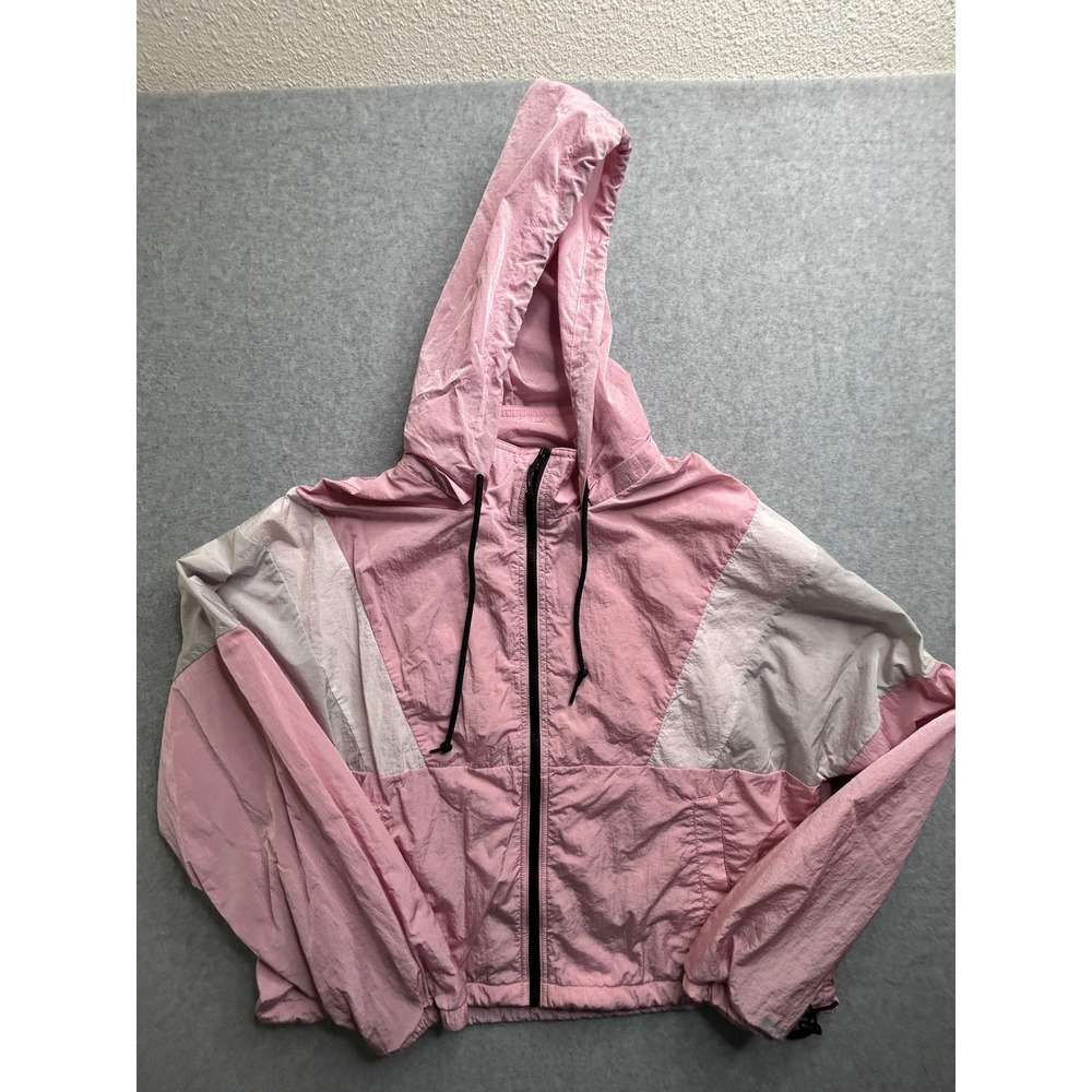 Pink Victoria's Secret Colorblock Windbreaker Jacket Pink White Hooded Medium